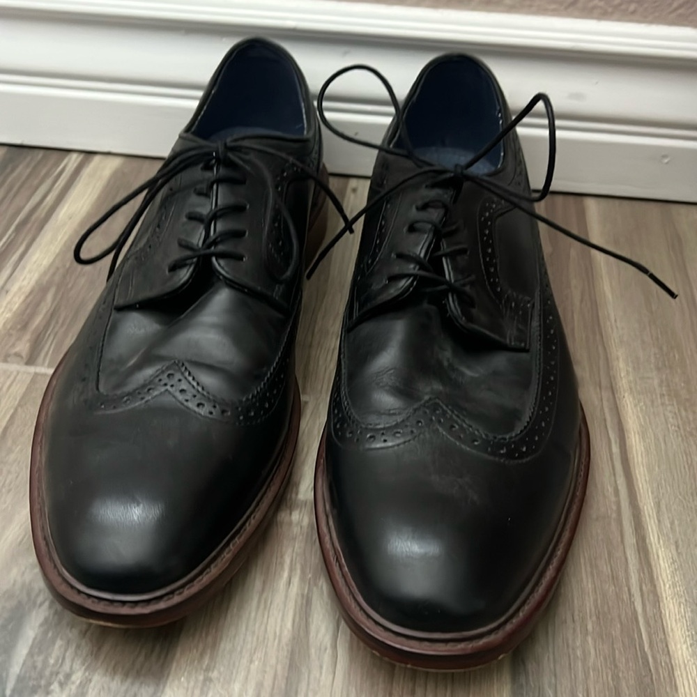 Classic Black Leather Wingtip Oxfords